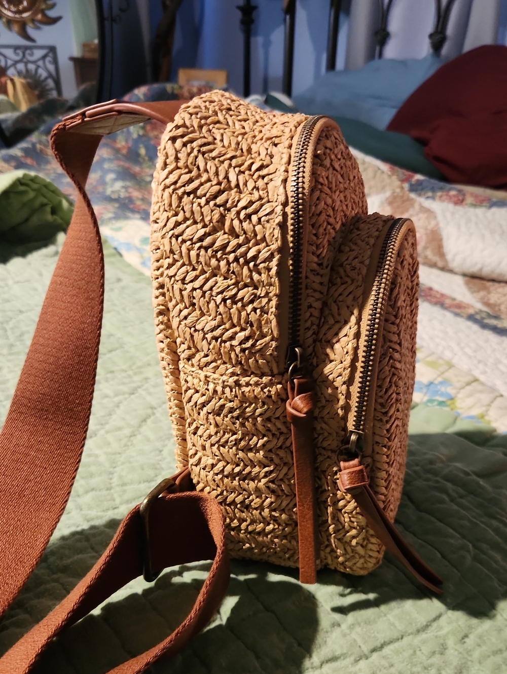 Sonoma Woven Straw Crossbody in Natural Tan